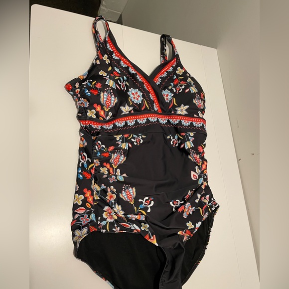 Bloomchic Brand NWT Size 14-16 Boho Print Surplice Neck One Piece Swimsuit - Picture 6 of 7